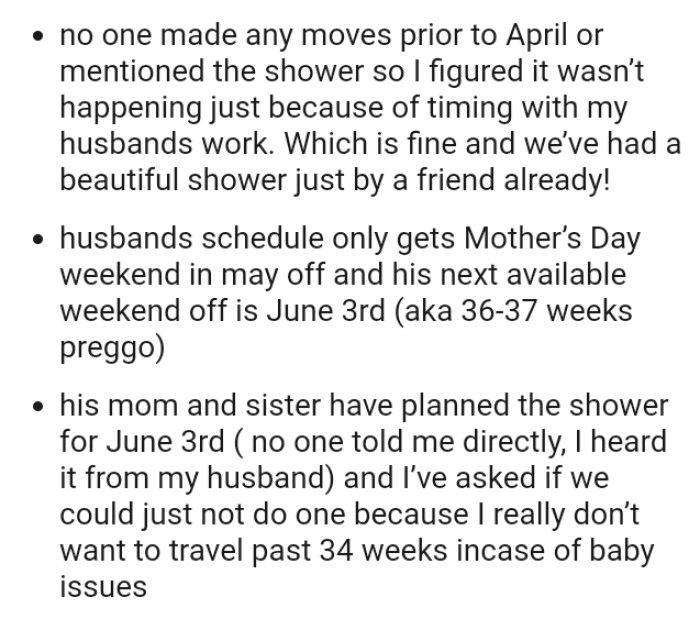 Later, the OP figured it wasn’t happening just because of timing with her husband's work