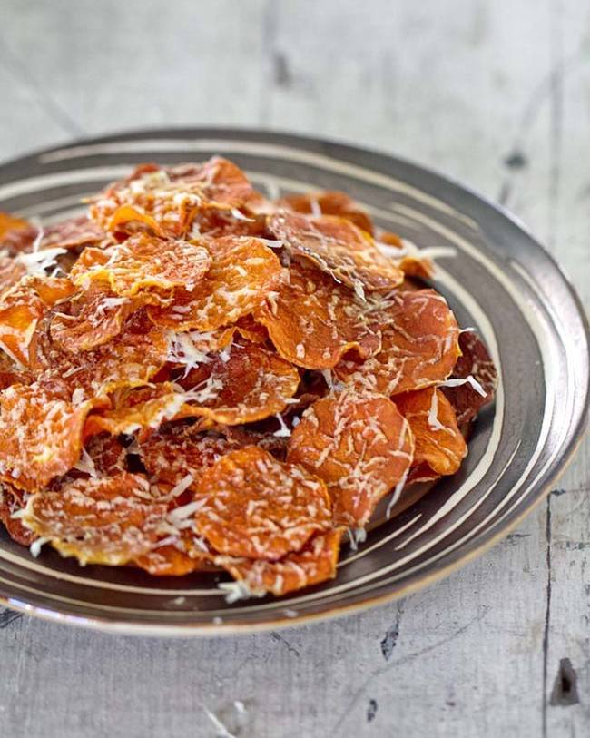 15. Butternut Squash Chips: These pair well with salty parmesan and are simply delightful.