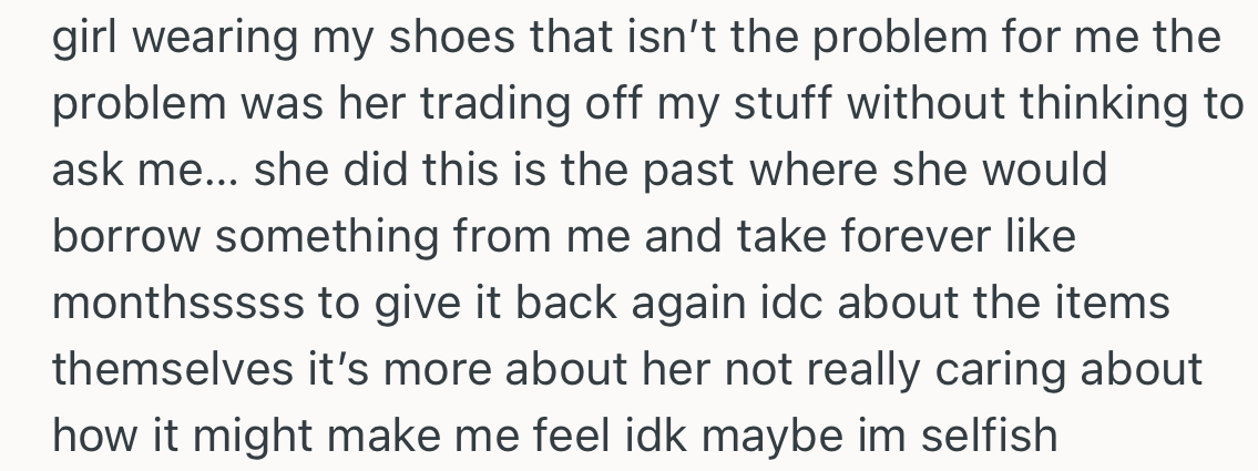 OP Found It Really Disrespectful That Stacey Gave Out Her Shoes Without Her Permission