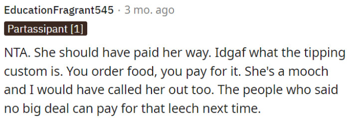 Those who disagree can cover the person's costs next time.