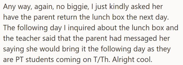 At first, it seemed like an easy fix — the other parent would just bring it back next time.