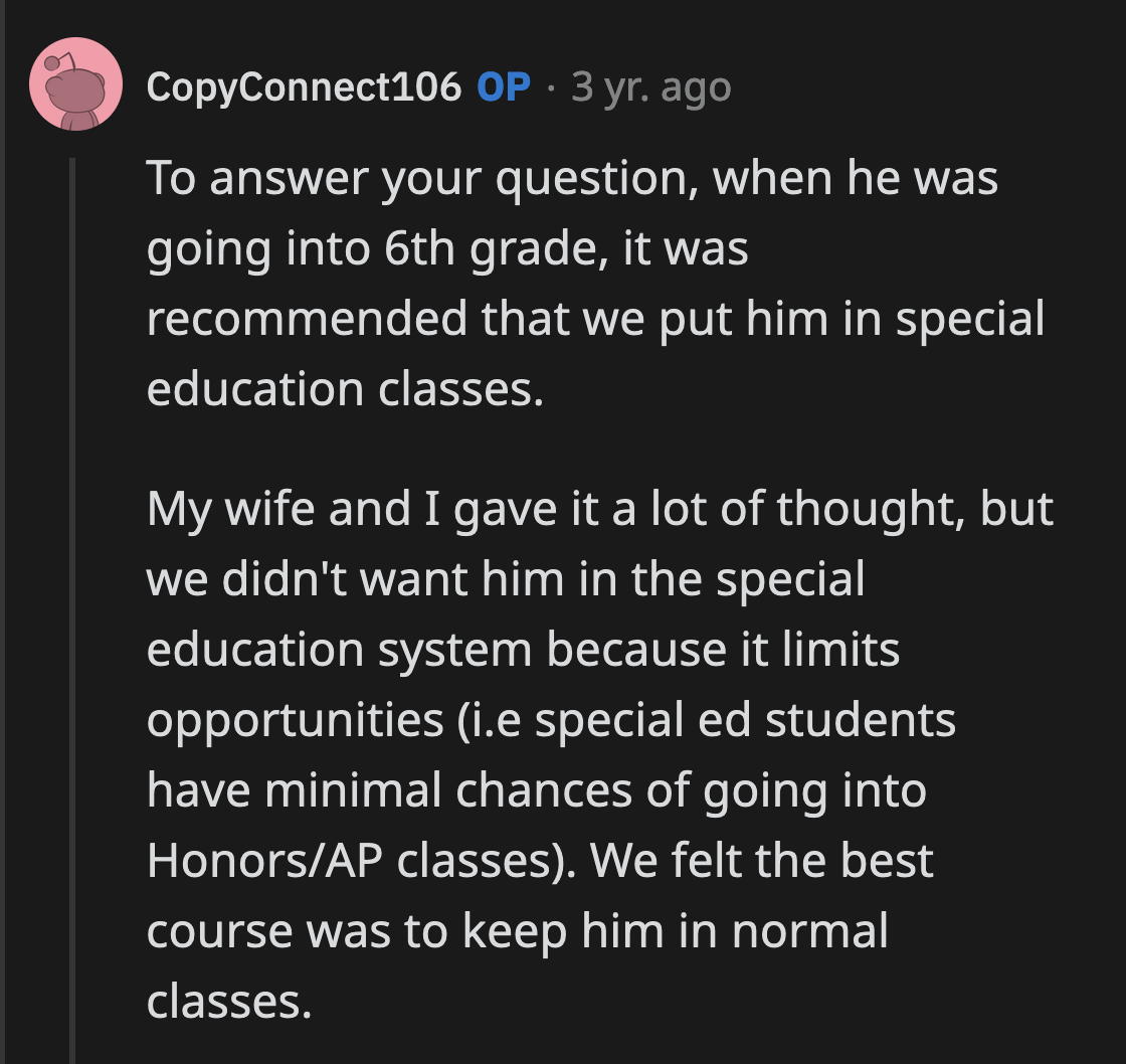 He and his wife failed their child by not giving him the support that he needed.