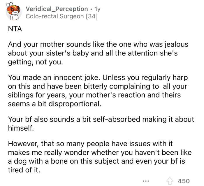 OP's joke was innocent, and the mom's reaction was disproportional.