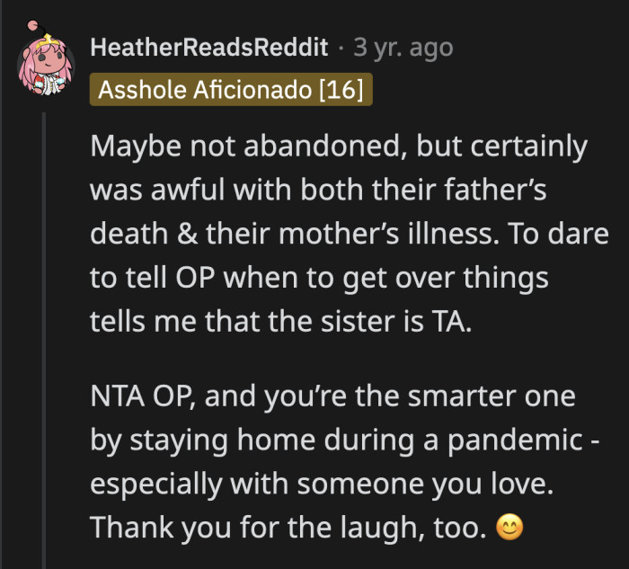 However, she didn't have to join in the bashing once she grew up.