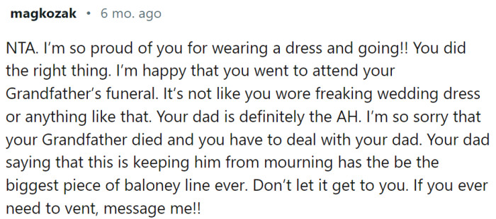 It’s not like OP wore a wedding dress...