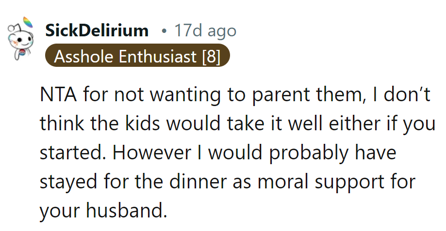 NTA for skipping the parent gig—but leaving hubby solo at dinner? That's like leaving Batman without Robin!