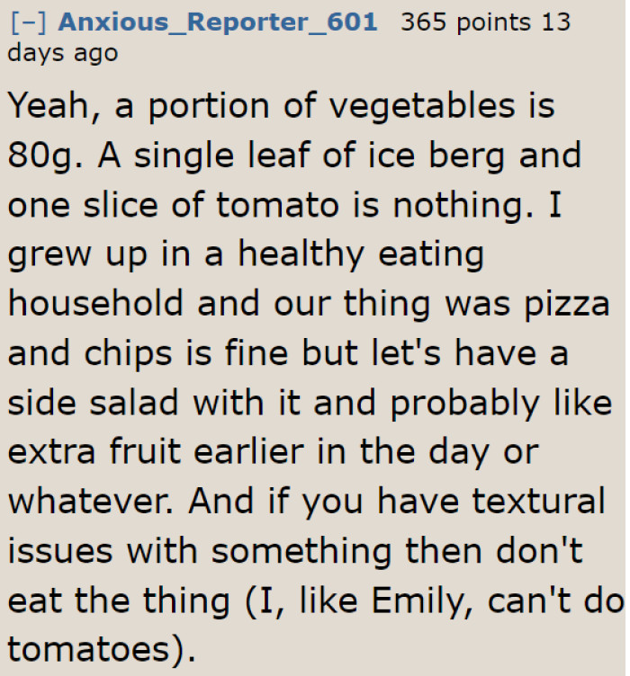 A slice of tomato and a leaf of vegetable doesn't add nutritional value to the burger, according to some Redditors.