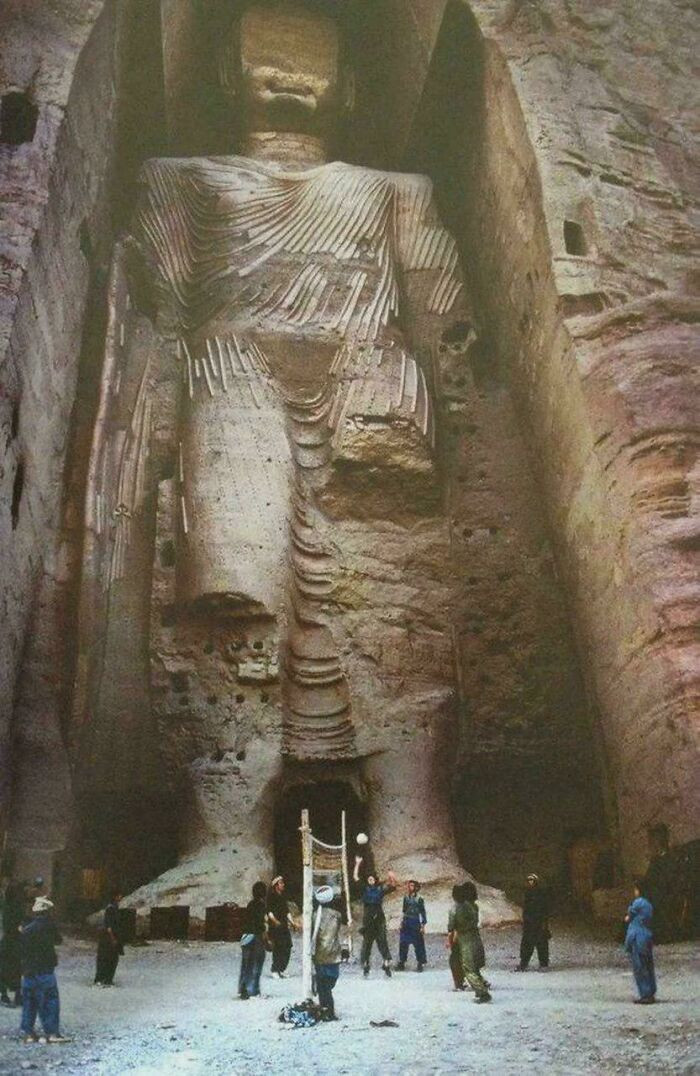 "Buddhas Of Bamiyan Statue In Afghanistan Before Its Destruction In 2001 By Taliban"