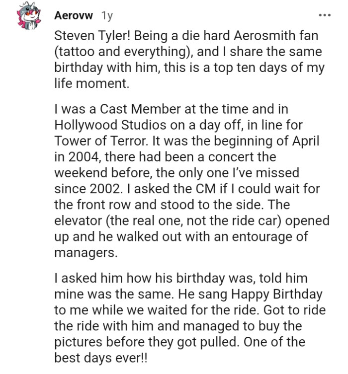 13. This Redditor says they met Steven Tyler