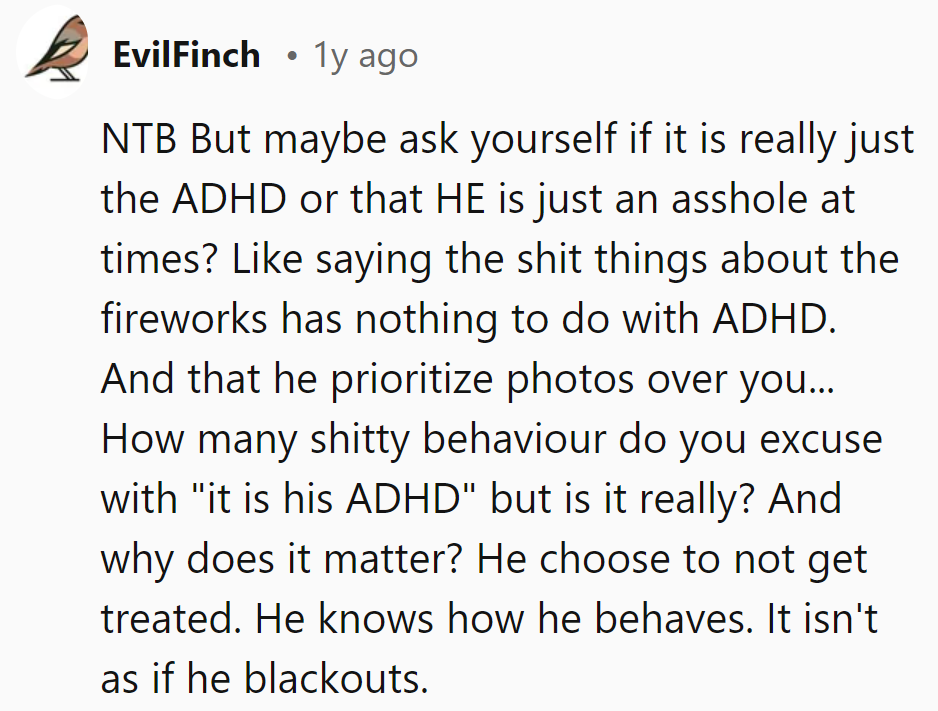 NTB, but let's not let ADHD become his excuse runway. Time to land some accountability, not just fly by on explanations.