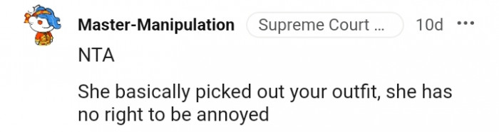 7. She has no right to be annoyed