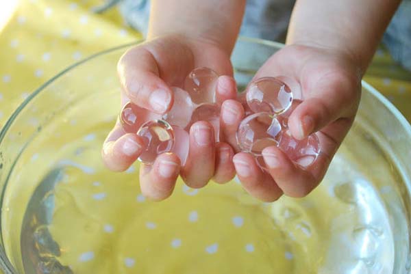 16. Let your kids experiment with water marbles