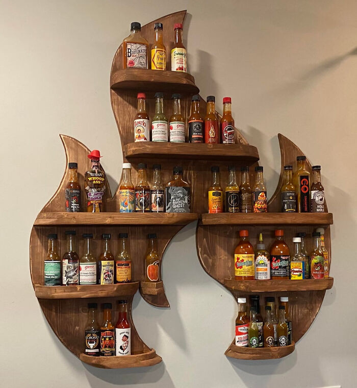"My First Woodworking Project. A 🔥 Rack To Display All Of My Hot Sauces!"