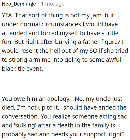 It's important to understand that someone acting sad and withdrawn after a family death likely needs your support.