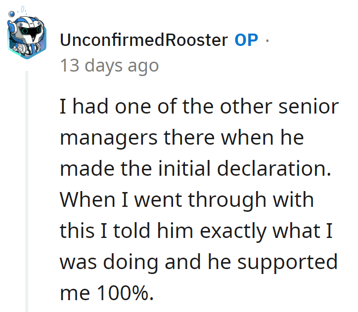 Senior manager played witness at the declaration, gave the nod, and boom—100% backup achieved!