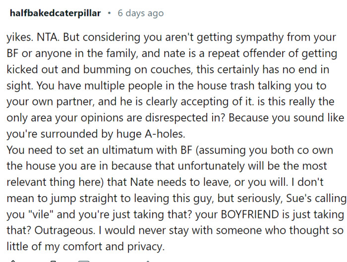 OP has no support and basically sounds like they are surrounded by a-holes