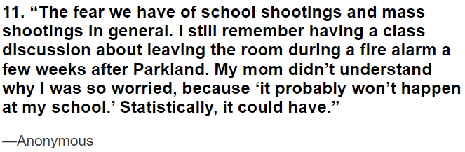 The lingering fear of school and mass shootings.