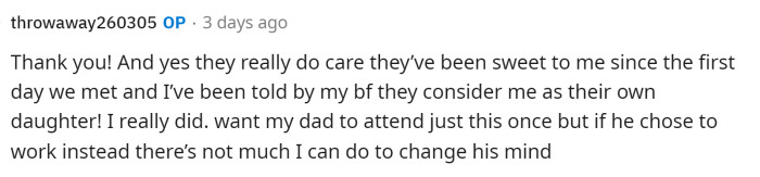 OP actually responded to the comment above and was happy to be able to invite her boyfriend's family after all of this.