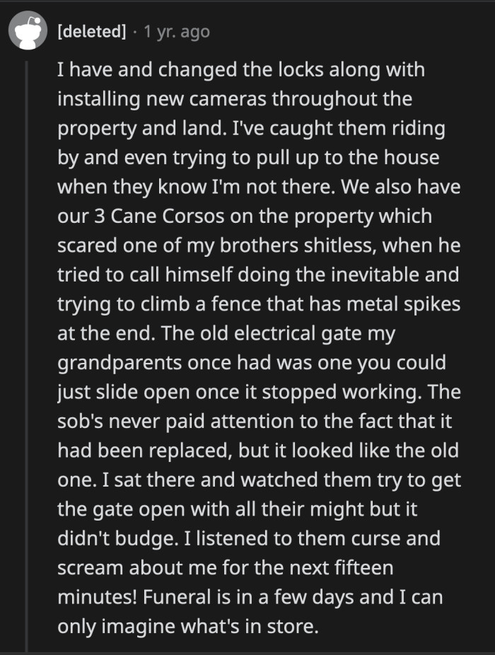 Breaking and entering is not unthinkable for people like her parents and siblings