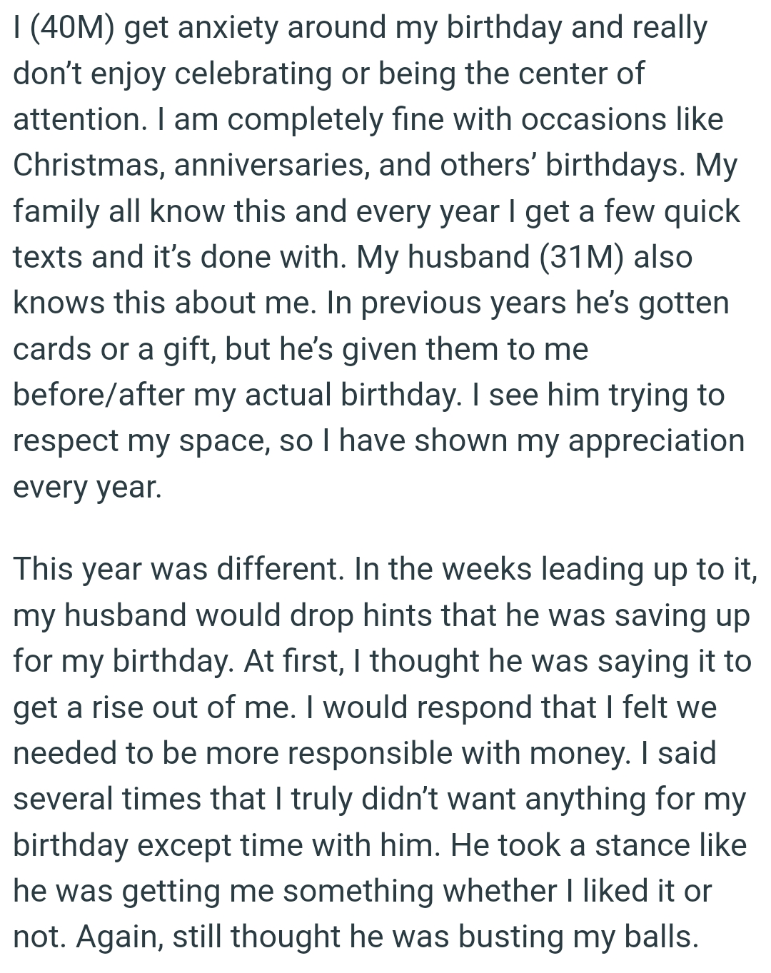 OP's husband knows this very well