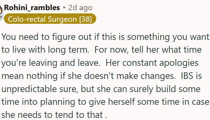 Partner’s chronic lateness needs action, not repeated apologies.