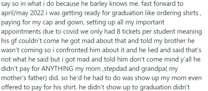 OP confronted her absent father, asserting that he lacked the right to dictate her actions