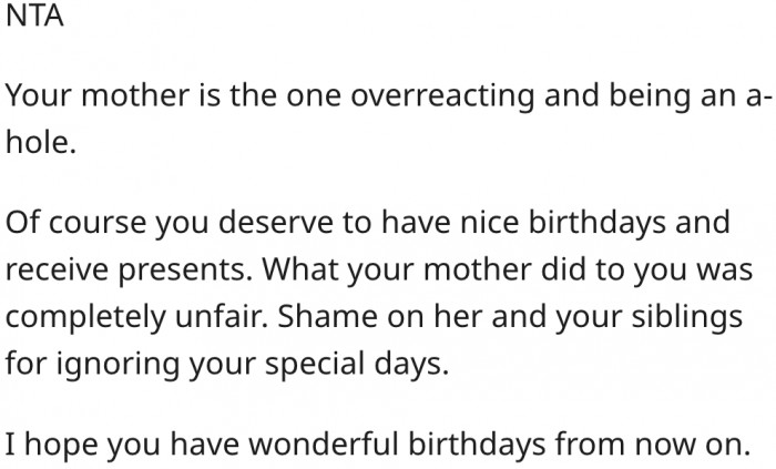 4. Her mother is the overreacting ahole.