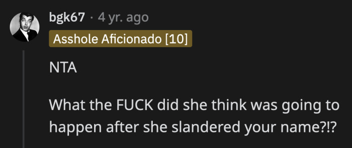 Did she expect OP to just go along with it? She knew what she was doing when she posted that.