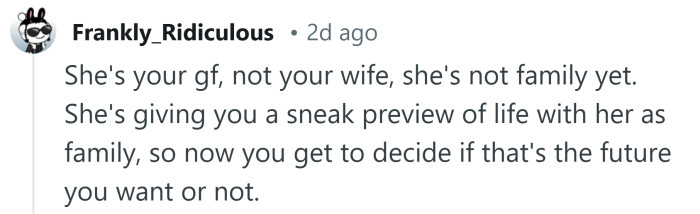 She's not family yet.