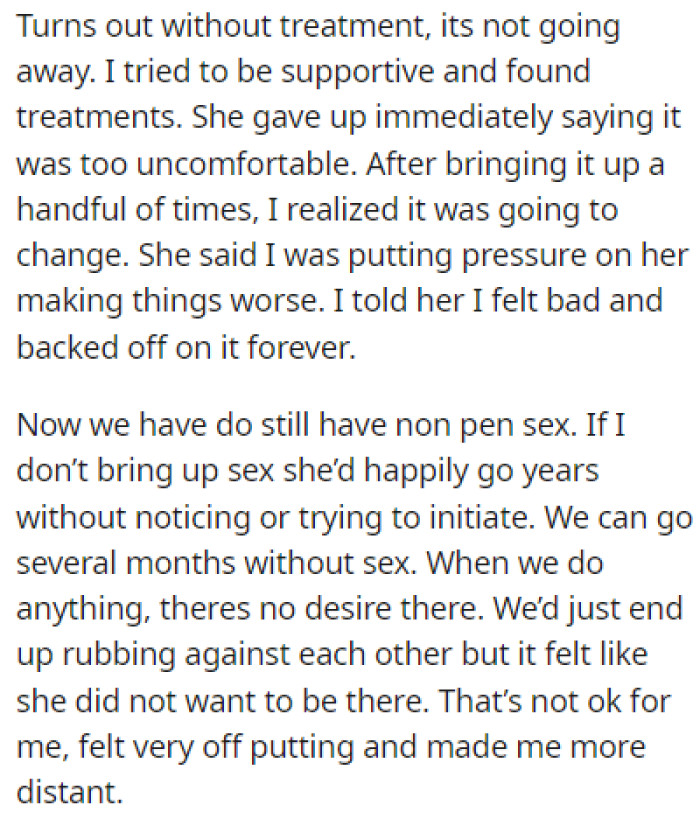 From the beginning of their marriage, there were issues in the bedroom