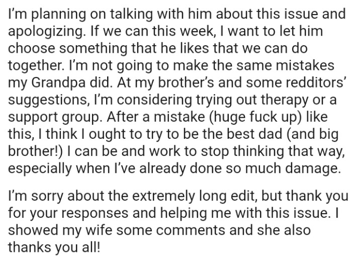 The OP promises not to make the same mistakes his grandpa did