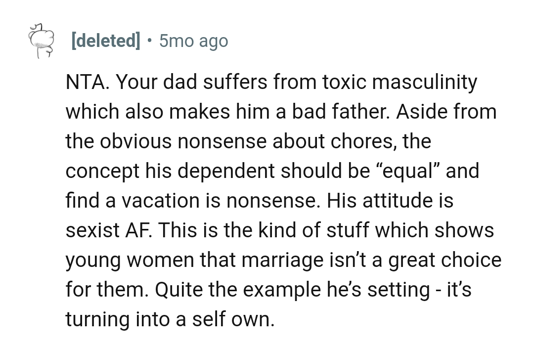 This attitude shows young women that marriage isn't a great choice