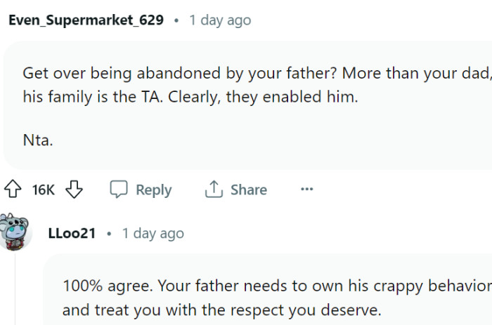 How can you get over being abandoned by a parent? Any advice from family?