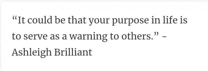 28. Serving as a warning to others could be your life's purpose