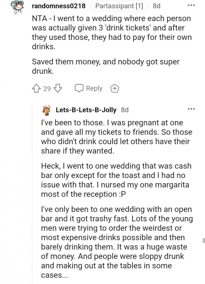 They had to pay for their own drinks