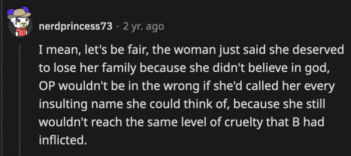 Even if OP made a scene and called Barbara every colorful insult she knew, it would have been a justified reaction