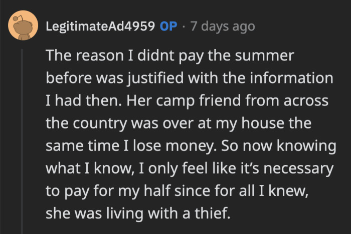 It doesn't erase the fact that you made a mistake and refused to believe your daughter, OP.