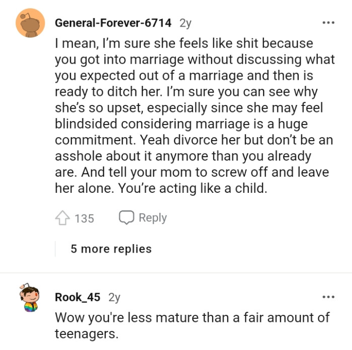The OP entered marriage without discussing what he expected from it