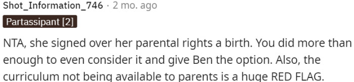 Mother signed over parental rights