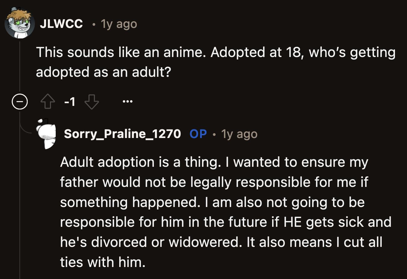 OP also explained why she asked her paternal relatives to adopt her.