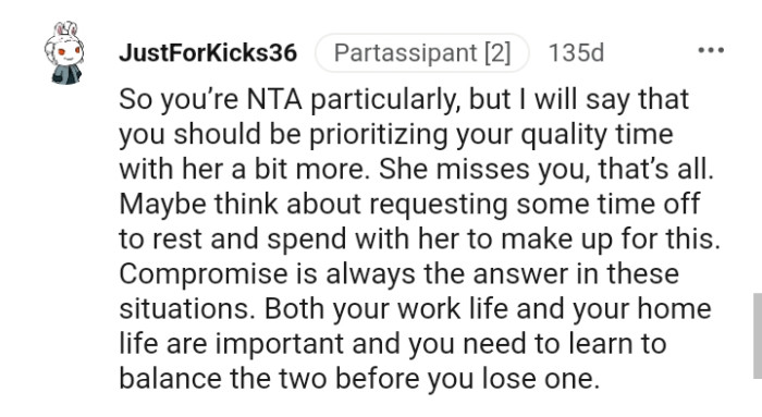 OP's girlfriend just misses him, and that's all