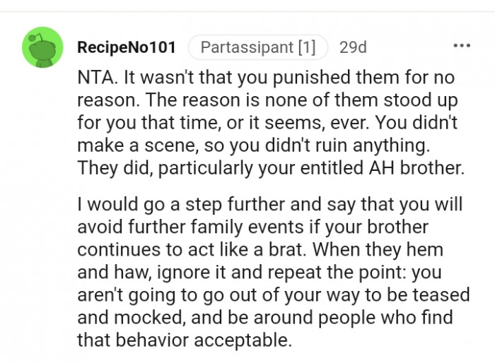 The reason is that none of them stood up for you