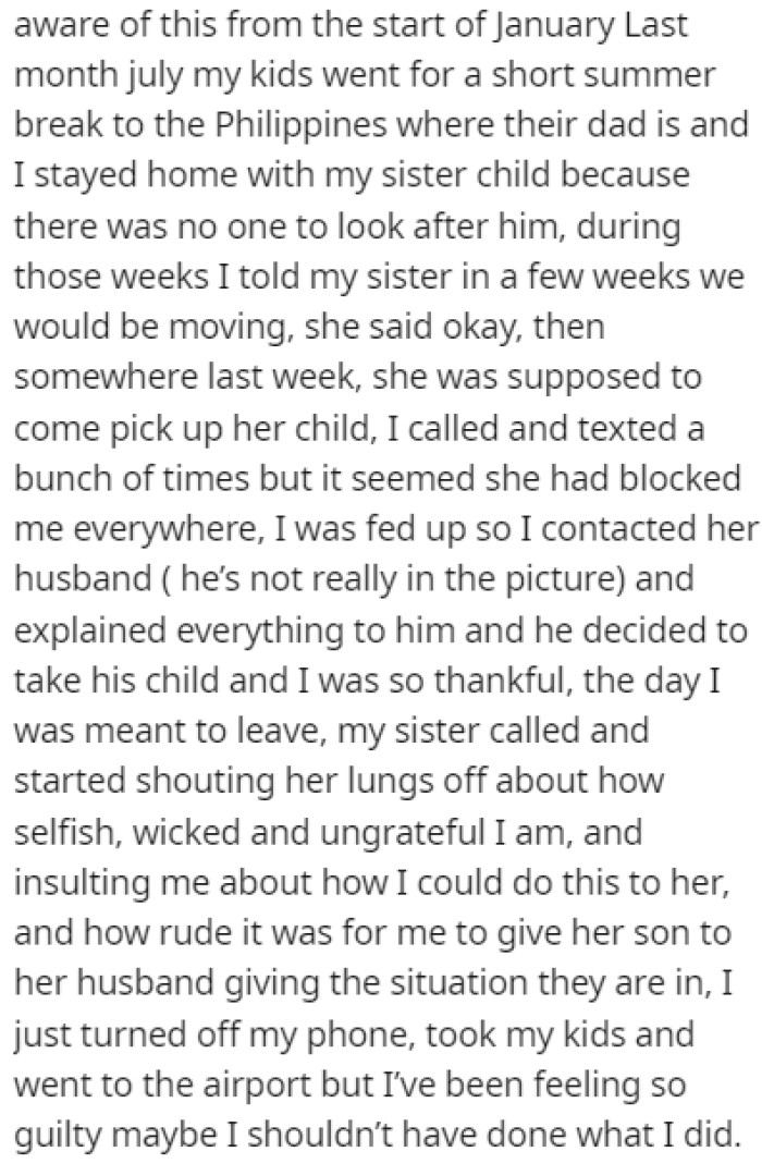 OP contacted their sister's husband and he took the child
