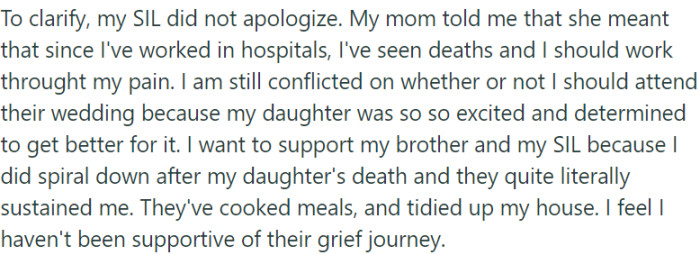 OP remained conflicted about whether or not they should attend their brother's wedding