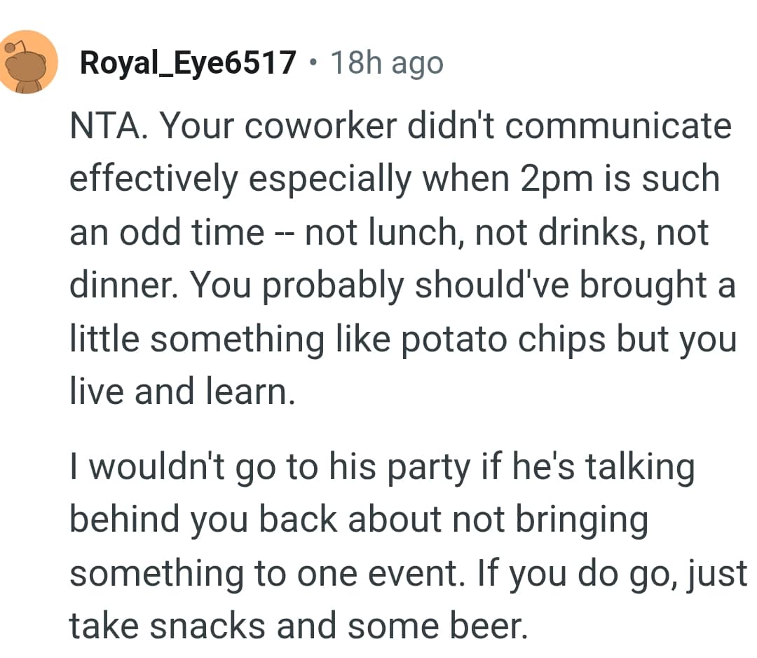 The OP should have brought a little something