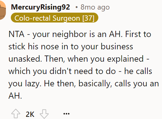 A Redditor said the OP was not in the wrong