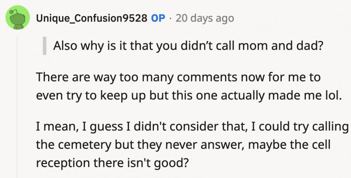 OP had this hilariously dark answer