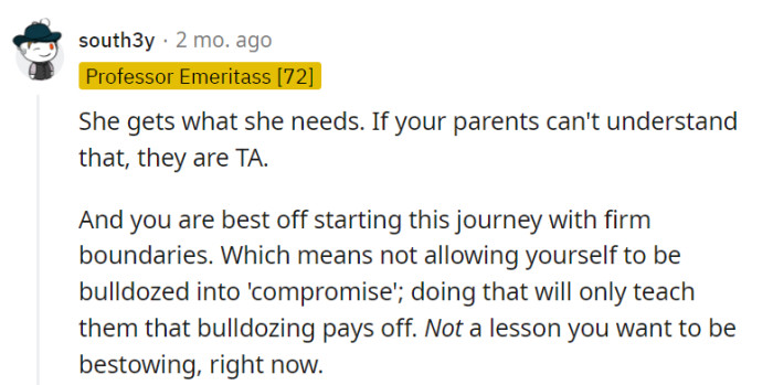 Exactly, parenthood isn't a spectator sport, and setting firm boundaries is the first step in being a team.