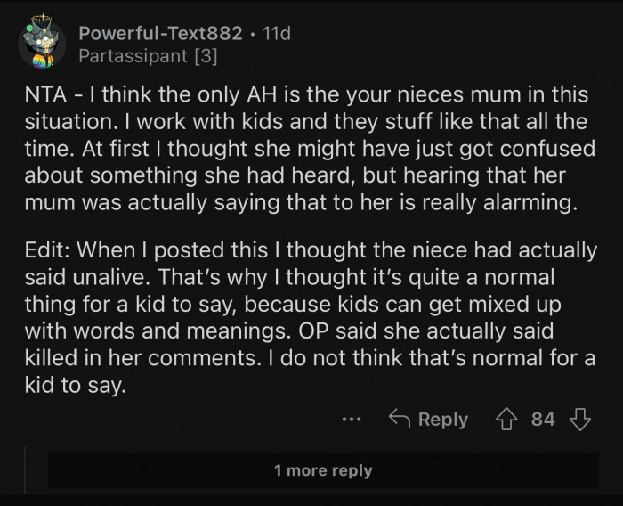 It's not a normal thing for a kid to say.