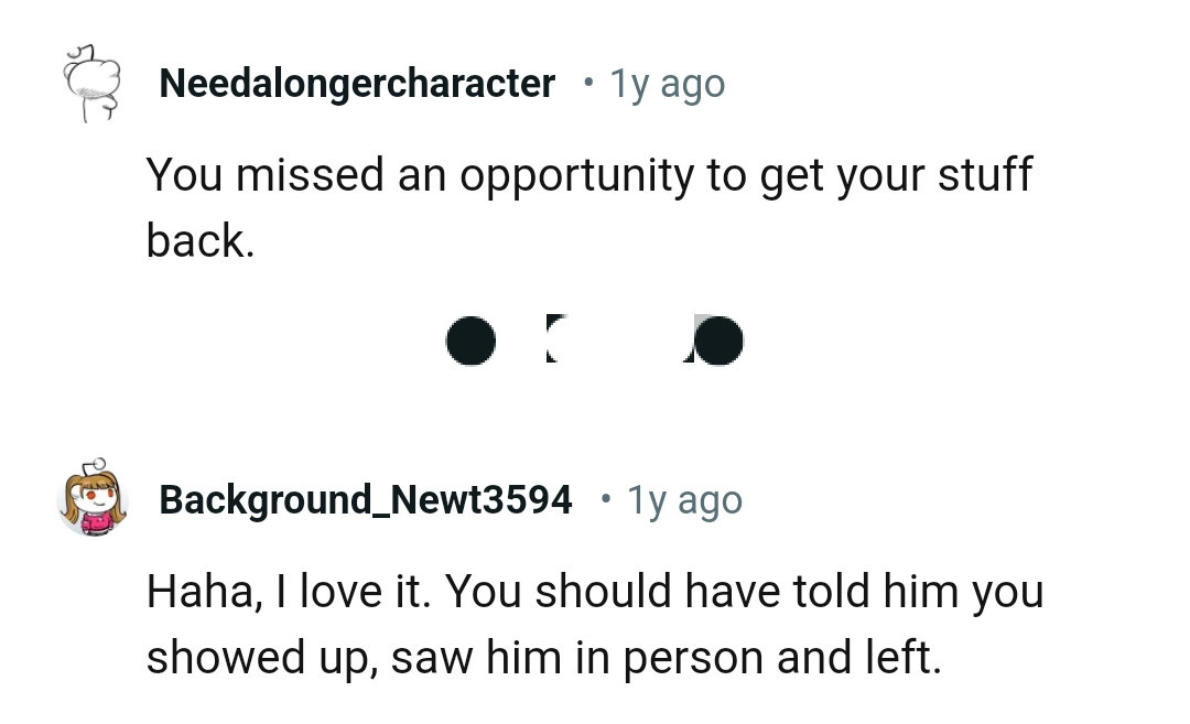 The OP should have told the ex that she did show up